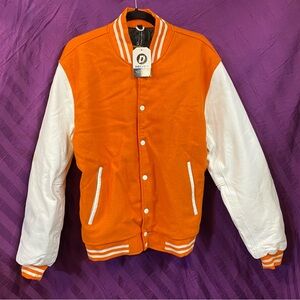 Orange and White Letterman Jacket, med